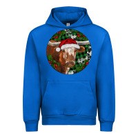 Cobalt Longhorn Cow Christmas Urban Hoodie - RanaPortraitStore