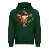 Forest Green Longhorn Cow Christmas Urban Hoodie - RanaPortraitStore