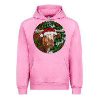 Fuchsia Pink Longhorn Cow Christmas Urban Hoodie - RanaPortraitStore