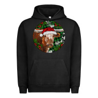 Pigment Black Longhorn Cow Christmas Urban Hoodie - RanaPortraitStore