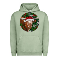 Pigment Oil Green Longhorn Cow Christmas Urban Hoodie - RanaPortraitStore