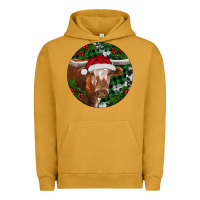 Pigment Peanut Butter Longhorn Cow Christmas Urban Hoodie - RanaPortraitStore