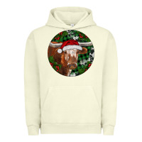 Pigment Pistachio Longhorn Cow Christmas Urban Hoodie - RanaPortraitStore