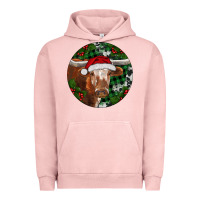 Pigment Salmon Longhorn Cow Christmas Urban Hoodie - RanaPortraitStore
