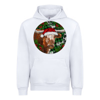 White Longhorn Cow Christmas Urban Hoodie - RanaPortraitStore