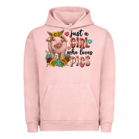 Pigment Salmon western just girl who loves pigs Urban Hoodie - texasbilliewilder