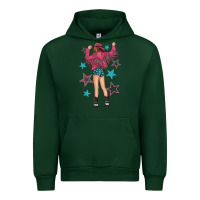 Forest Green western pink with stars and cowgirl Urban Hoodie - texasbilliewilder