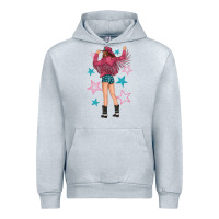 Heather Grey western pink with stars and cowgirl Urban Hoodie - texasbilliewilder