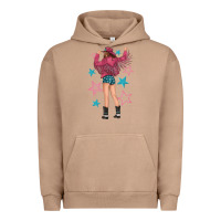 Pigment Burro western pink with stars and cowgirl Urban Hoodie - texasbilliewilder