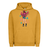 Pigment Peanut Butter western pink with stars and cowgirl Urban Hoodie - texasbilliewilder