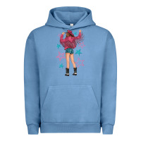Pigment Pebble Blue western pink with stars and cowgirl Urban Hoodie - texasbilliewilder