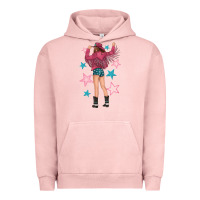 Pigment Salmon western pink with stars and cowgirl Urban Hoodie - texasbilliewilder