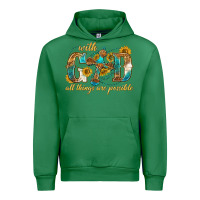 Emerald with god all things are possible with cross Urban Hoodie - texasbilliewilder