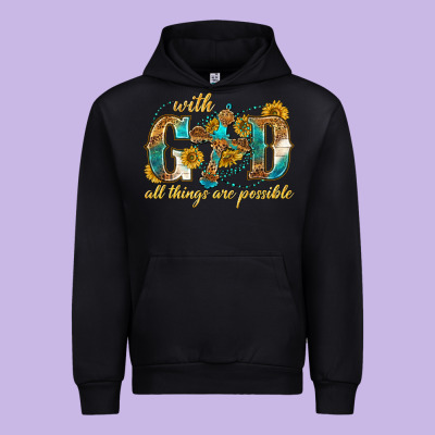 Urban Hoodie with god all things are possible with cross