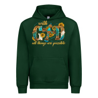 Forest Green with god all things are possible with cross Urban Hoodie - texasbilliewilder