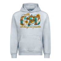 Heather Grey with god all things are possible with cross Urban Hoodie - texasbilliewilder