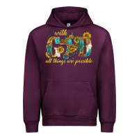 Mauve Wine with god all things are possible with cross Urban Hoodie - texasbilliewilder