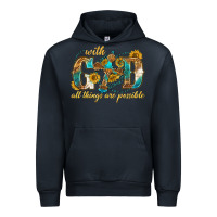 Navy with god all things are possible with cross Urban Hoodie - texasbilliewilder