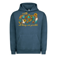 Pigment Midnight Navy with god all things are possible with cross Urban Hoodie - texasbilliewilder