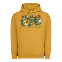 Pigment Peanut Butter with god all things are possible with cross Urban Hoodie - texasbilliewilder