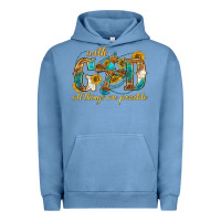 Pigment Pebble Blue with god all things are possible with cross Urban Hoodie - texasbilliewilder
