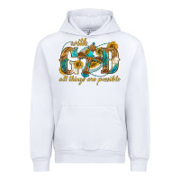 White with god all things are possible with cross Urban Hoodie - texasbilliewilder
