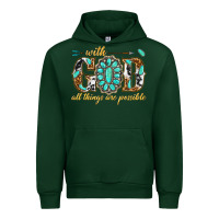 Forest Green with god all things are possible with gemstone Urban Hoodie - texasbilliewilder