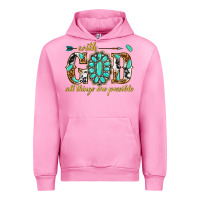 Fuchsia Pink with god all things are possible with gemstone Urban Hoodie - texasbilliewilder