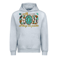 Heather Grey with god all things are possible with gemstone Urban Hoodie - texasbilliewilder