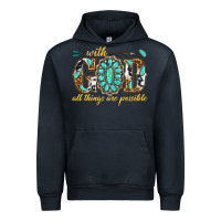 Navy with god all things are possible with gemstone Urban Hoodie - texasbilliewilder