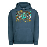 Pigment Midnight Navy with god all things are possible with gemstone Urban Hoodie - texasbilliewilder