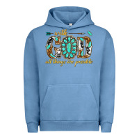 Pigment Pebble Blue with god all things are possible with gemstone Urban Hoodie - texasbilliewilder