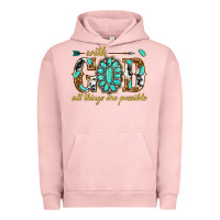 Pigment Salmon with god all things are possible with gemstone Urban Hoodie - texasbilliewilder