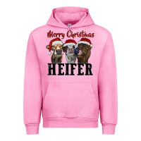 Fuchsia Pink Merry Christmas Heifers Urban Hoodie - RanaPortraitStore