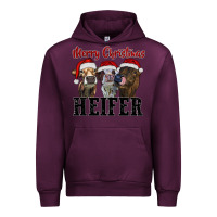 Mauve Wine Merry Christmas Heifers Urban Hoodie - RanaPortraitStore
