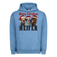 Pigment Pebble Blue Merry Christmas Heifers Urban Hoodie - RanaPortraitStore