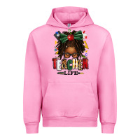 Fuchsia Pink teacher life afro locs messy bun Urban Hoodie - texasbilliewilder