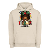 Pigment French Oak teacher life afro locs messy bun Urban Hoodie - texasbilliewilder