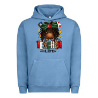 Pigment Pebble Blue teacher life afro locs messy bun Urban Hoodie - texasbilliewilder
