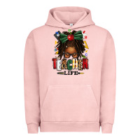 Pigment Salmon teacher life afro locs messy bun Urban Hoodie - texasbilliewilder