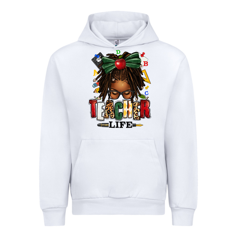 Teacher Life Afro Locs Messy Bun Urban Hoodie by texasbilliewilder | Teevron