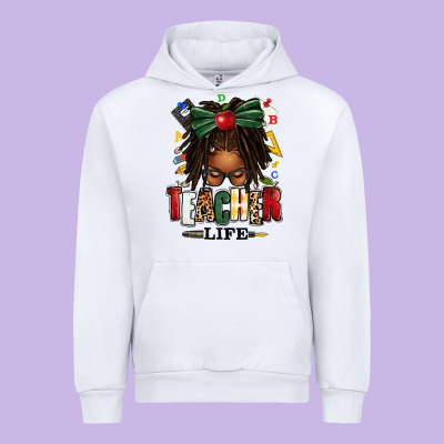 Urban Hoodie teacher life afro locs messy bun