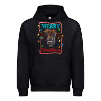 Black Merry Christmas Calf Urban Hoodie - RanaPortraitStore