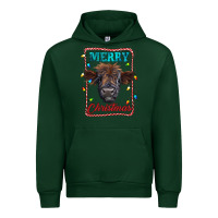 Forest Green Merry Christmas Calf Urban Hoodie - RanaPortraitStore