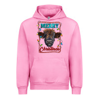 Fuchsia Pink Merry Christmas Calf Urban Hoodie - RanaPortraitStore