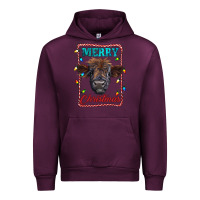 Mauve Wine Merry Christmas Calf Urban Hoodie - RanaPortraitStore