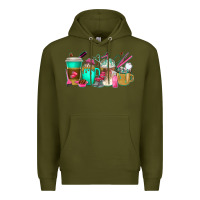 Army Green hair hustler coffee cups Premium Hoodie - texasbilliewilder
