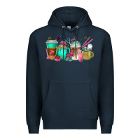Navy hair hustler coffee cups Premium Hoodie - texasbilliewilder
