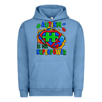 Pigment Pebble Blue autism is his superpower ripped Urban Hoodie - Zillion Design Studio