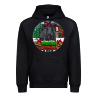 Black Black Angus Cattle Merry Christmas Urban Hoodie - RanaPortraitStore